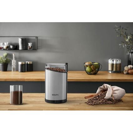 Krups - Električni mlinček za kavna zrna 85g FAST-TOUCH 200W/230V mat krom
