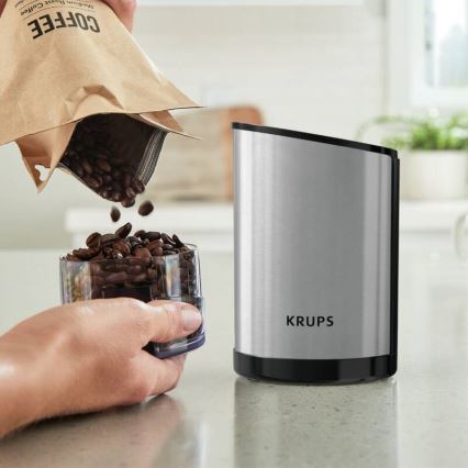 Krups - Električni mlinček za kavna zrna 85g FAST-TOUCH 200W/230V mat krom