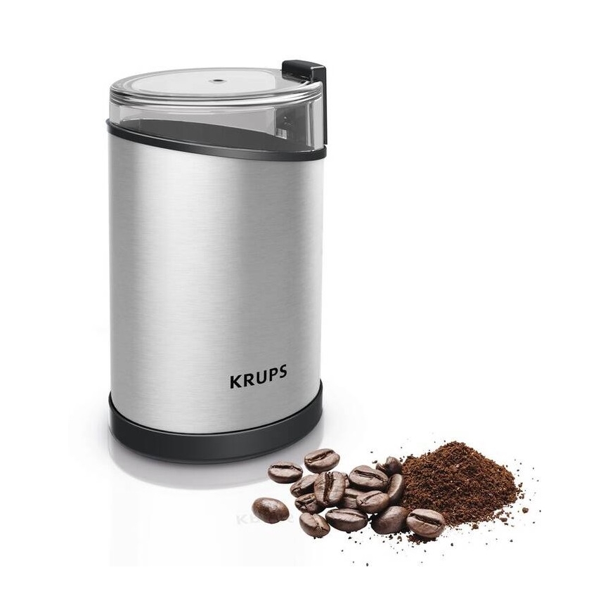 Krups - Električni mlinček za kavna zrna 85g FAST-TOUCH 200W/230V mat krom