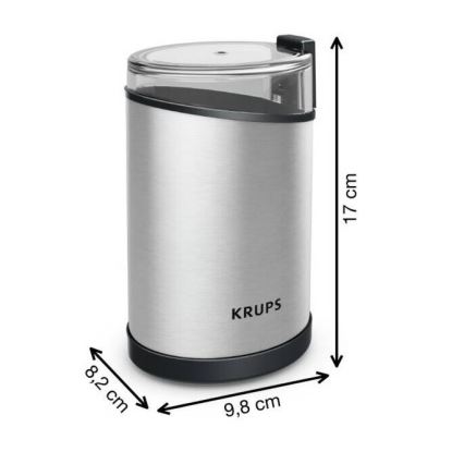 Krups - Električni mlinček za kavna zrna 85g FAST-TOUCH 200W/230V mat krom