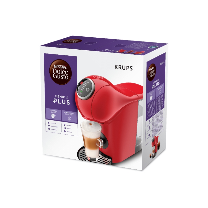 Krups - Kavni aparat na kapsule NESCAFÉ DOLCE GUSTO GENIO S PLUS 1500W rdeča