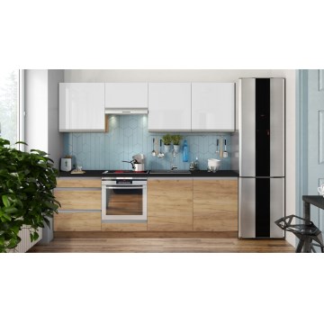 Kuhinja MARINA 240 cm hrast/polirana bela