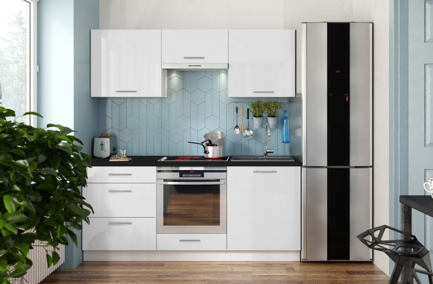Kuhinjska enota CELESTE 180 cm, visok sijaj, bela