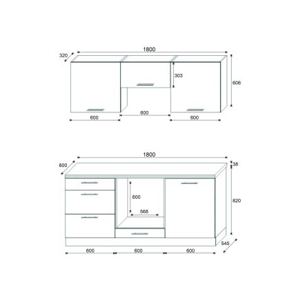 Kuhinjska enota CELESTE 180 cm, visok sijaj, bela
