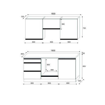 Kuhinjska enota MARINA 180 cm hrast craft/visok sijaj bela