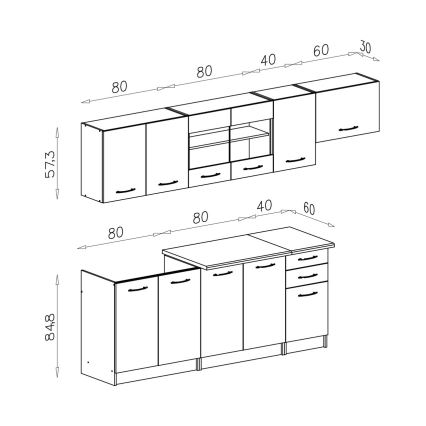 Kuhinjska sestava MARISA 260 cm bela