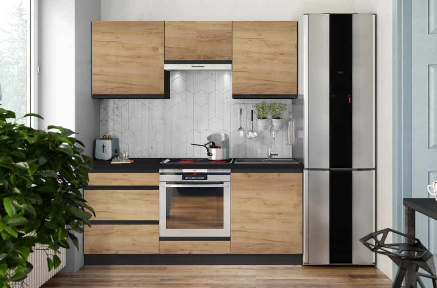 Kuhinjski blok MARINA 180 cm v dekorju hrast Craft