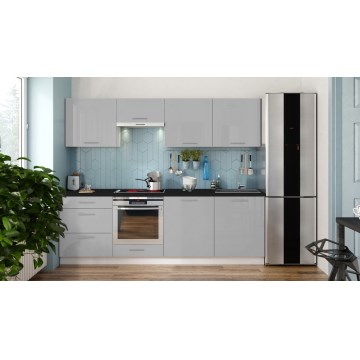 Kuhinjski set CELESTE 240 cm sijajna siva