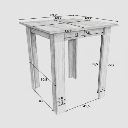 Kvadratna jedilna miza LEVI hrast