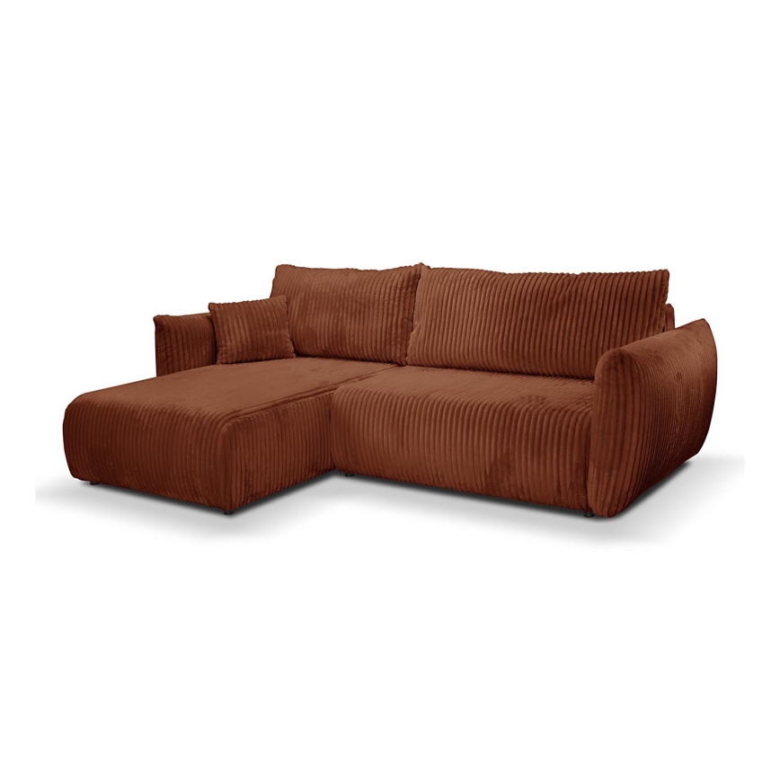 L-shaped univerzalna folding kotna lounge suite s prostorom za shranjevanje FRIDA rjava