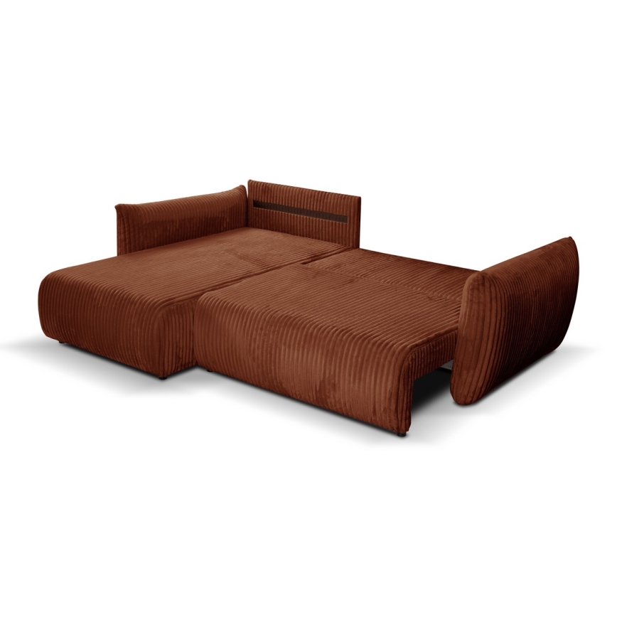 L-shaped univerzalna folding kotna lounge suite s prostorom za shranjevanje FRIDA rjava