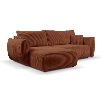 L-shaped univerzalna folding kotna lounge suite s prostorom za shranjevanje FRIDA rjava