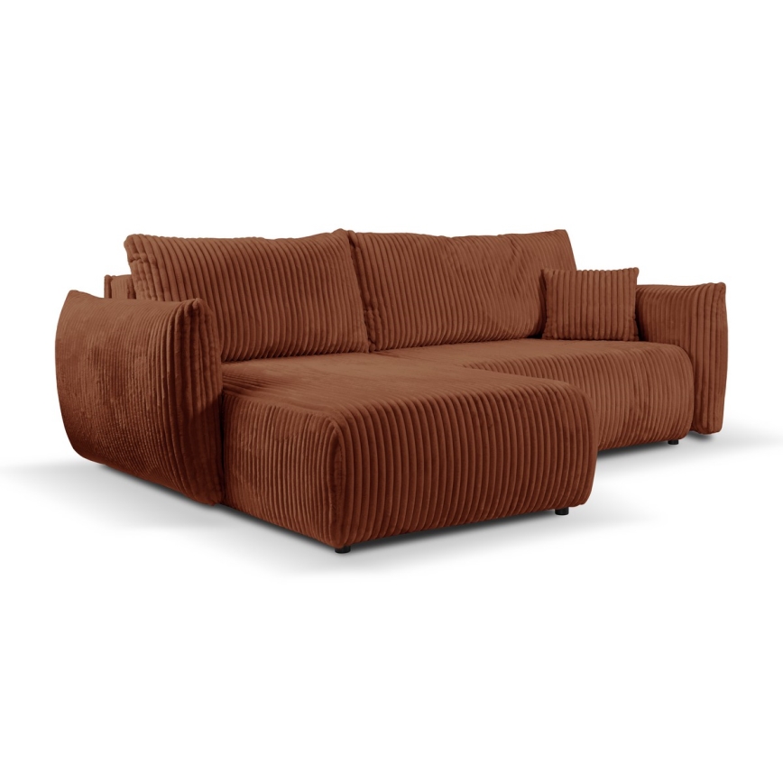 L-shaped univerzalna folding kotna lounge suite s prostorom za shranjevanje FRIDA rjava