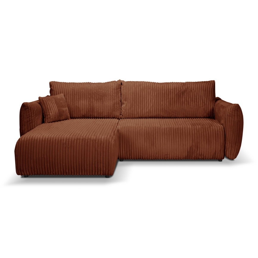 L-shaped univerzalna folding kotna lounge suite s prostorom za shranjevanje FRIDA rjava