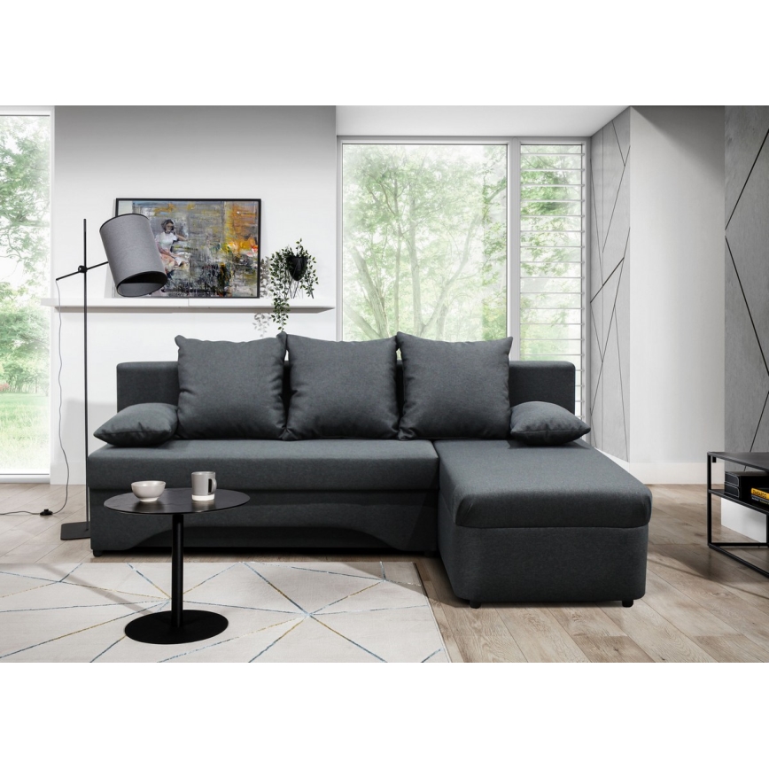L-shaped upholstered univerzalna folding kotna lounge suite ALMEIDA antracit