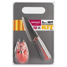 Lamart - Kuhinjski set 3 kom - nož, šilček in deska za rezanje