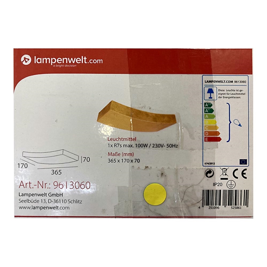 Lampenwelt - Stenska svetilka BERRA 1xR7s/100W/230V