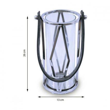 Lanterna FRAGIL 26 cm sijajni krom/črna