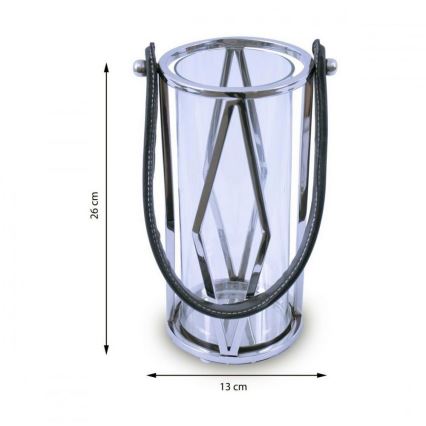 Lanterna FRAGIL 26 cm krom/črna