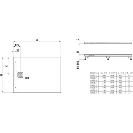 LAUFEN H2109580000001 - Pravokotna tuš kad PRO 120x90 cm marbond/bela