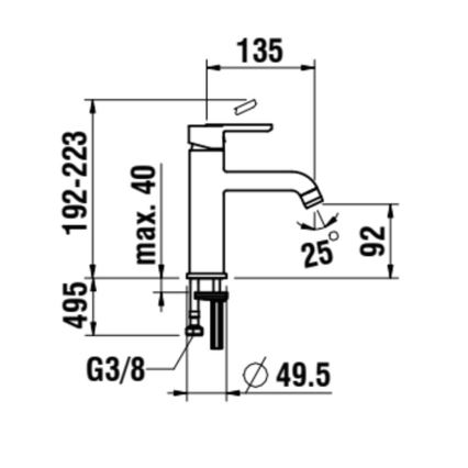 LAUFEN H3110810041201 - Pipa za umivalnik LUA 19,2 cm sijajni krom