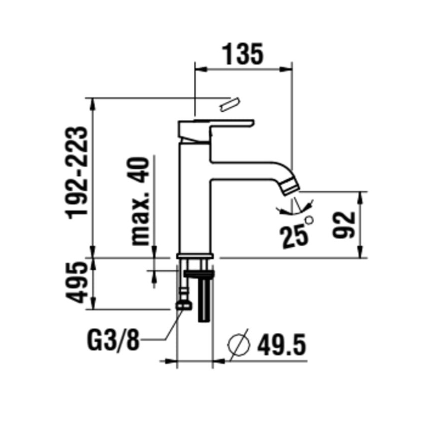 LAUFEN H3110810041201 - Pipa za umivalnik LUA 19,2 cm sijajni krom