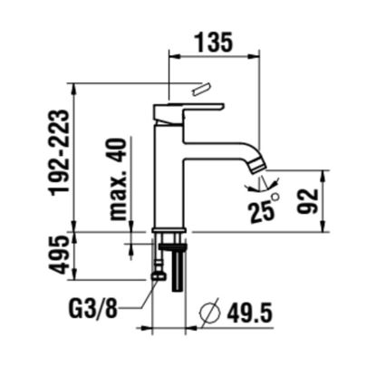 LAUFEN H3110810811201 - Pipa za umivalnik LUA 19,2 cm titan mat črna