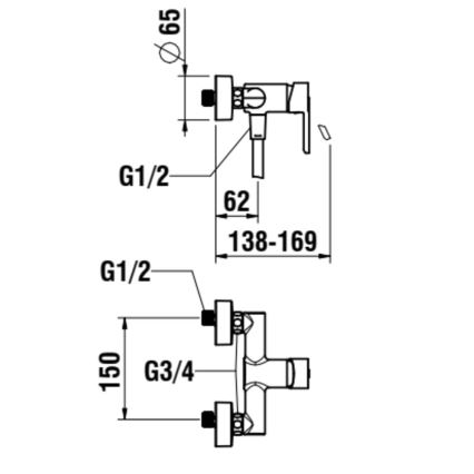 LAUFEN H3310810041311 - Tuš komplet z mešalno baterijo LUA, sijajni krom