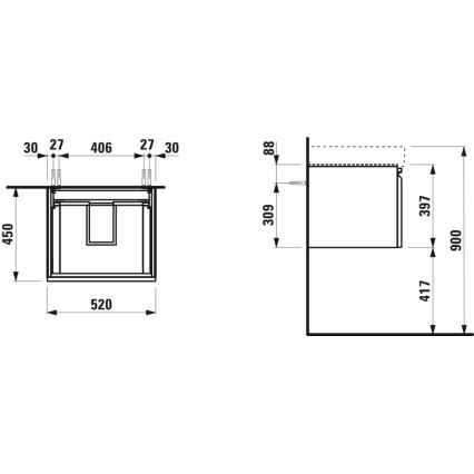 LAUFEN H4833510964751 - Kopalniška omarica PRO za umivalnik, 52 cm, bela