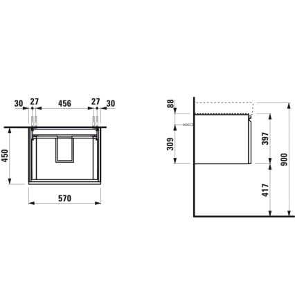 LAUFEN H4833720964791 - Kopalniška omarica za umivalnik PRO 57 cm, hrast