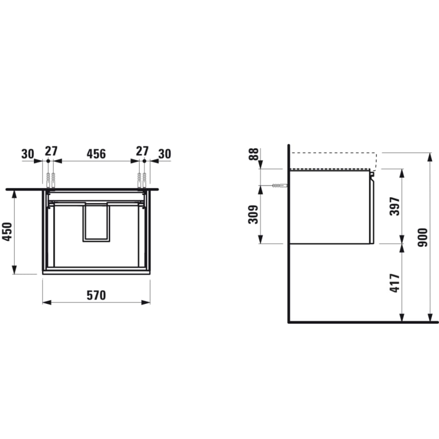 LAUFEN H4833720964791 - Kopalniška omarica za umivalnik PRO 57 cm, hrast