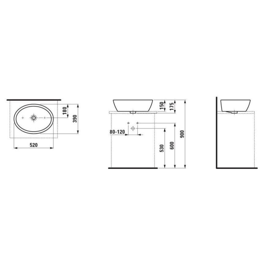 LAUFEN H8129640001121 - Namizni umivalnik PRO 52x39 cm keramika/bela