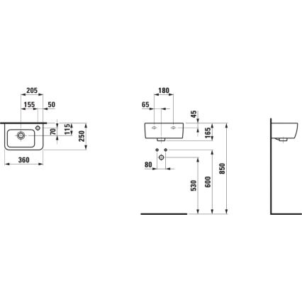 LAUFEN H8169550001061 - Stenski umivalnik PRO 36x25 cm keramika/bela