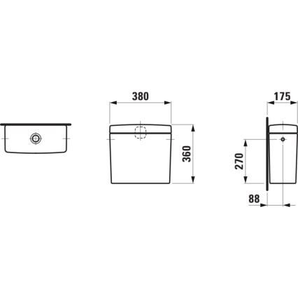 LAUFEN H8269520009721 - Splakovalna cisterna PRO bočni priključek keramika/bela