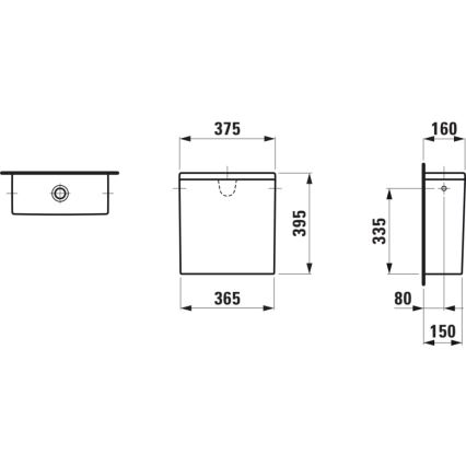 LAUFEN H8299520009721 - Vodokotliček PRO, stranski priključek, keramika/bela