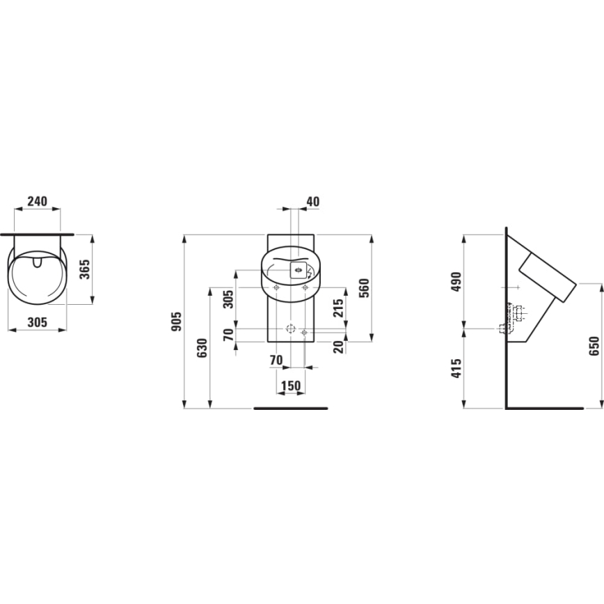 LAUFEN H8402867160001 - Pisuar s senzorjem VAL 230V, zadnji dovod, zadnji odtok, keramika, mat črna