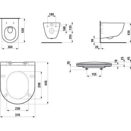 LAUFEN H8669530000001 - Viseča WC školjka PRO keramika/bela + WC sedalo SoftClose PRO duroplast/bela