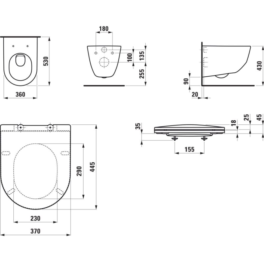 LAUFEN H8669530000001 - Viseča WC školjka PRO keramika/bela + WC sedalo SoftClose PRO duroplast/bela