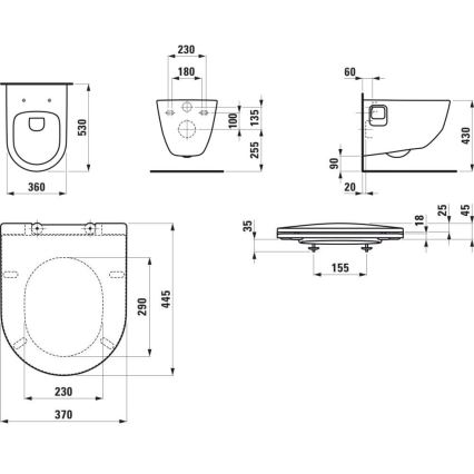 LAUFEN H8669540000001 - Viseča WC školjka PRO keramika/bela + WC sedež SoftClose PRO duroplast/bela