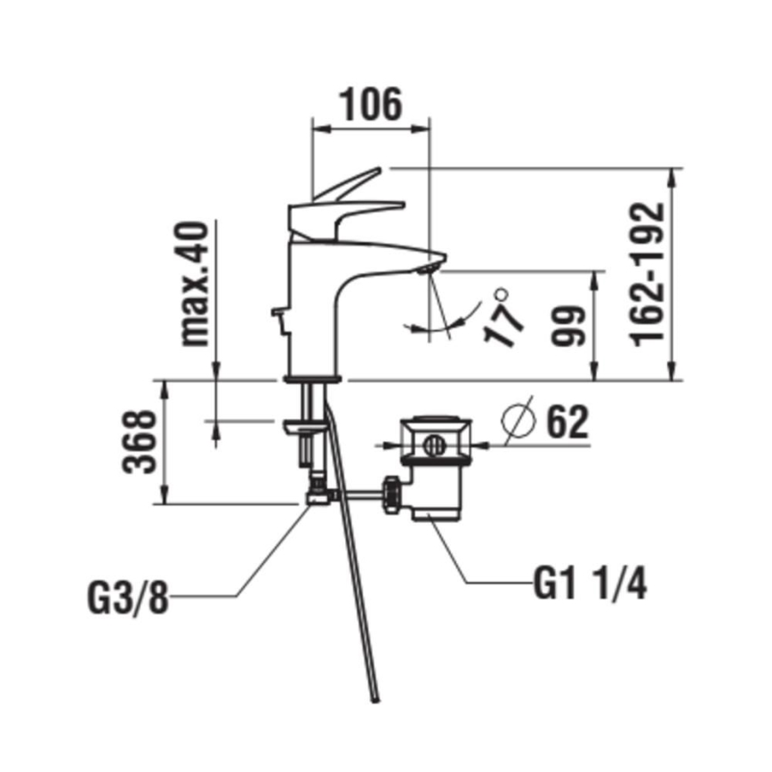 LAUFEN HF500701100000 - Pipa za umivalnik + odtok s prelivom LAURIN 16,2 cm sijajni krom