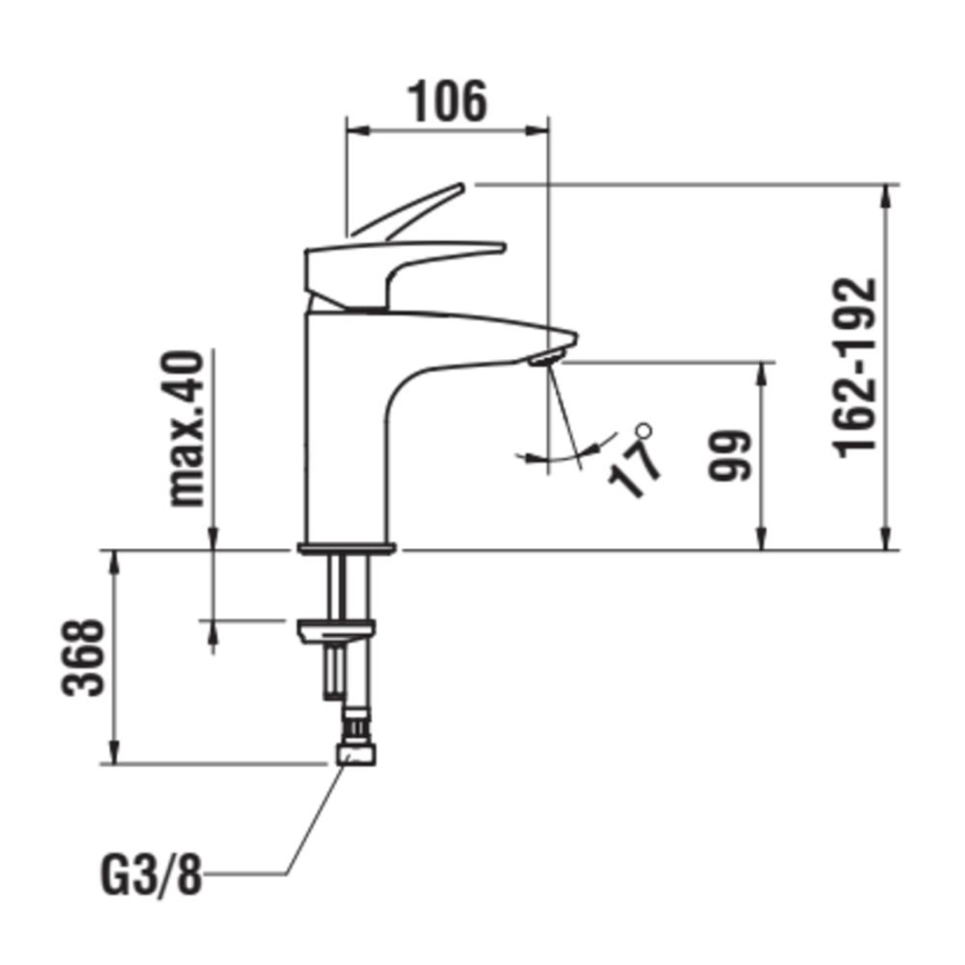 LAUFEN HF500702428000 - Pipa za umivalnik LAURIN 16,2 cm titan mat črna