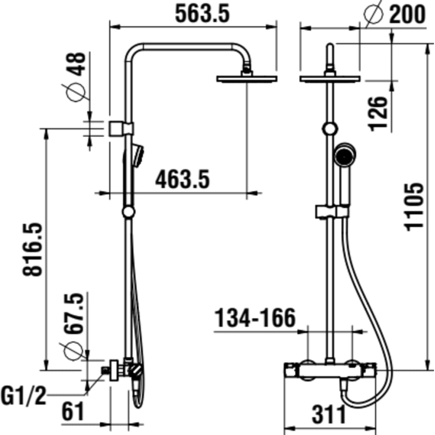 LAUFEN HF500957100600 - Tuš set s termostatsko pipo CITYPRO sijajni krom