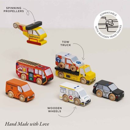 Le Toy Van - Set reševalnih avtomobilov s helikopterjem