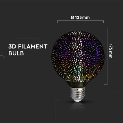 LED 3D Žarnica FILAMENT G125 E27/4W/230V 3000K