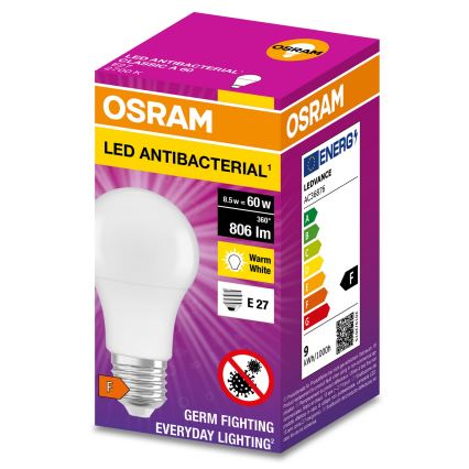 LED Antibakterijska žarnica A60 E27/8,5W/230V 2700K - Osram