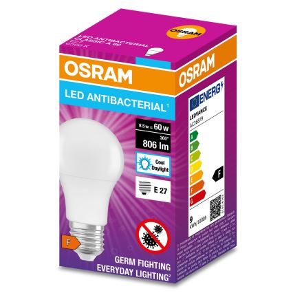 LED Antibakterijska žarnica A60 E27/8,5W/230V 6500K - Osram