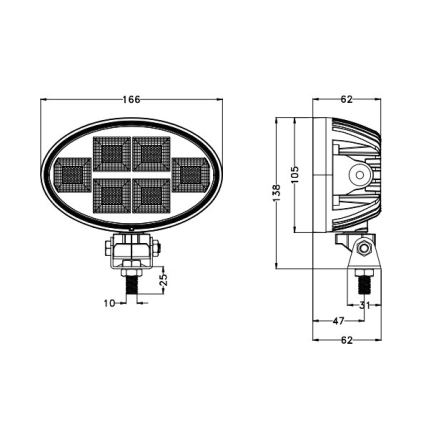 LED Avto reflektor BLACK LED/150W/10-30V IP69 5700K oval