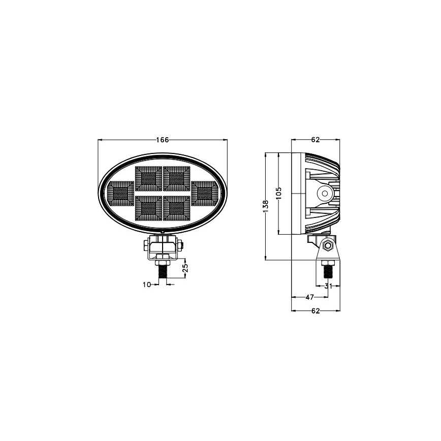 LED Avto reflektor BLACK LED/150W/10-30V IP69 5700K oval