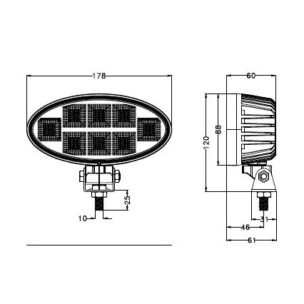 LED Avto reflektor BLACK LED/160W/10-30V IP69 5700K oval