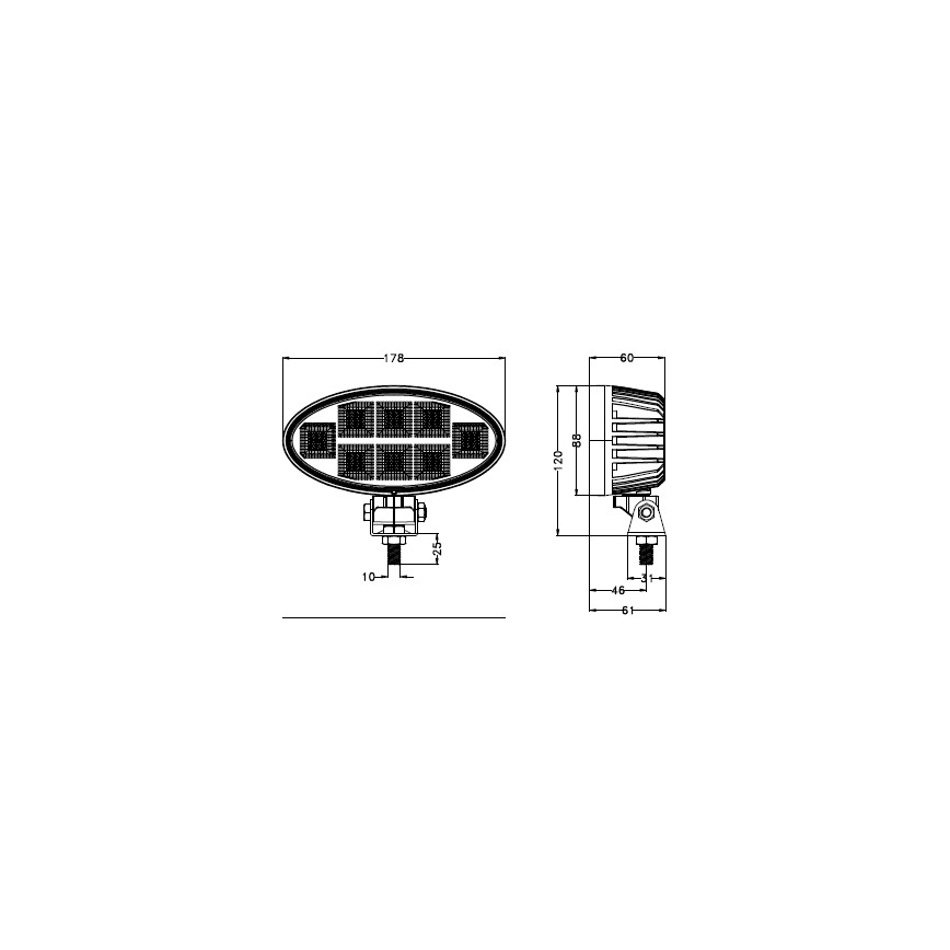 LED Avto reflektor BLACK LED/160W/10-30V IP69 5700K oval